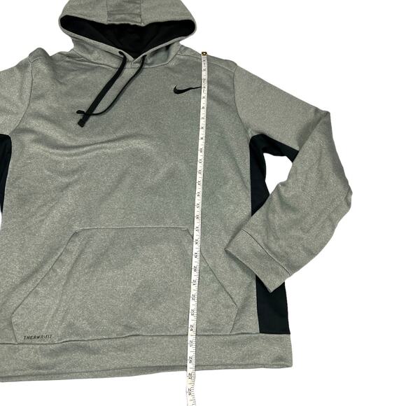 Nike Hoodie Sweatshirt Therma-Fit Light Grey Black Long Sleeve Activewear Large - Picture 5 of 12